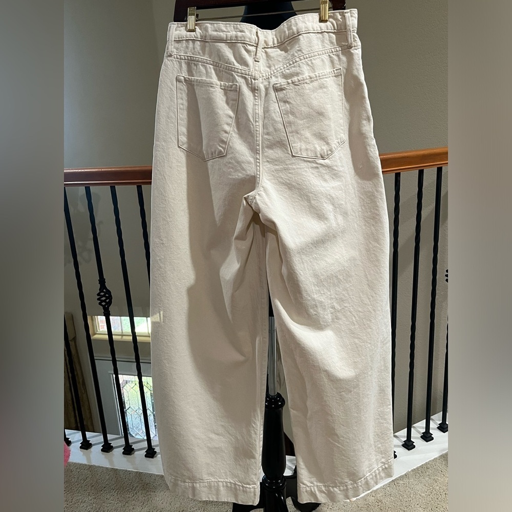 Cream HIGH RISE RELAXED Wide-Leg PREMIUM DENIM by BANANA REPUBLIC SIZE 30 - Picture 5 of 14